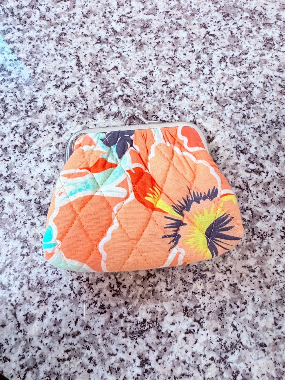 Vera Bradley Floral Quilted Wallet and Coin Purse Set in Gray and Orange - Picture 11 of 13